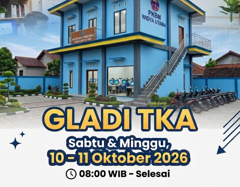 eserta didik PKBM Widya Utama sedang mengikuti simulasi ujian komputer dengan serius di ruang Lab Komputer