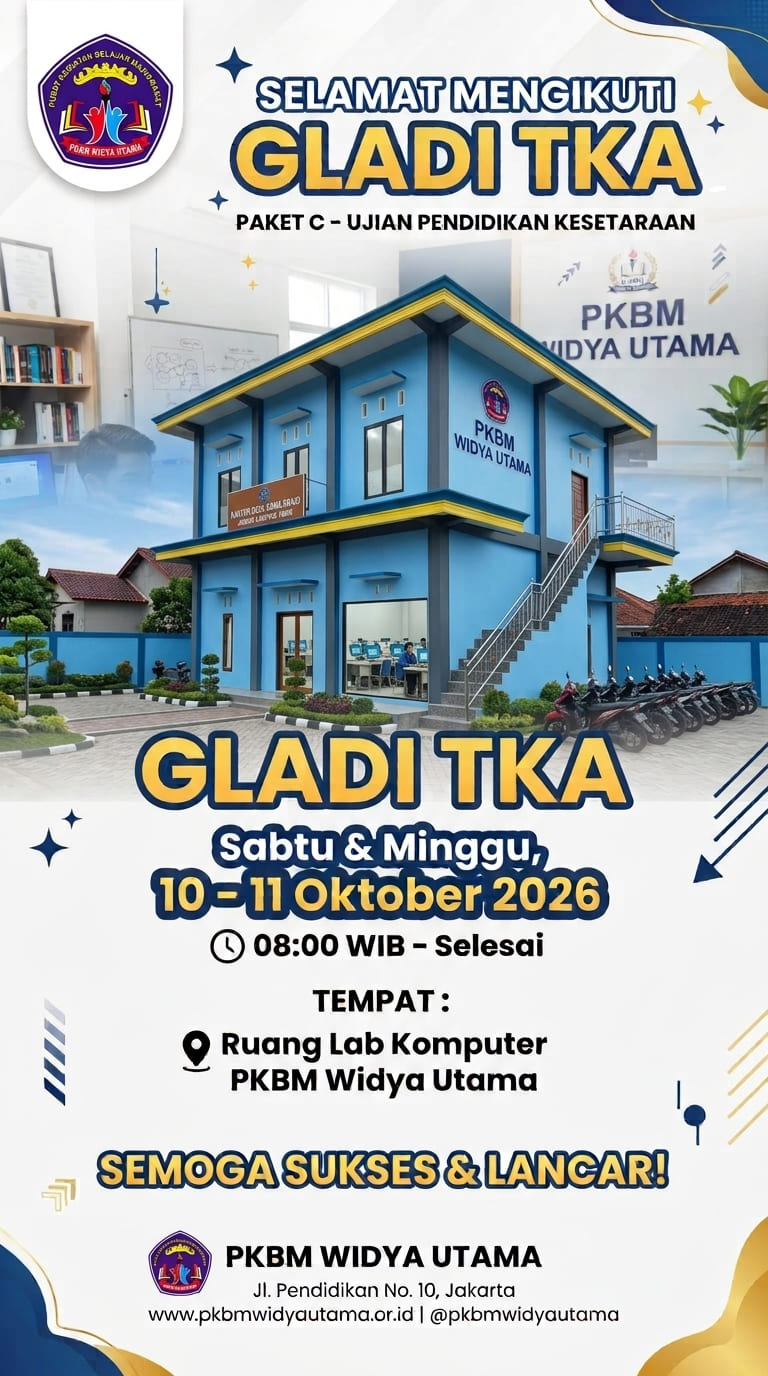eserta didik PKBM Widya Utama sedang mengikuti simulasi ujian komputer dengan serius di ruang Lab Komputer